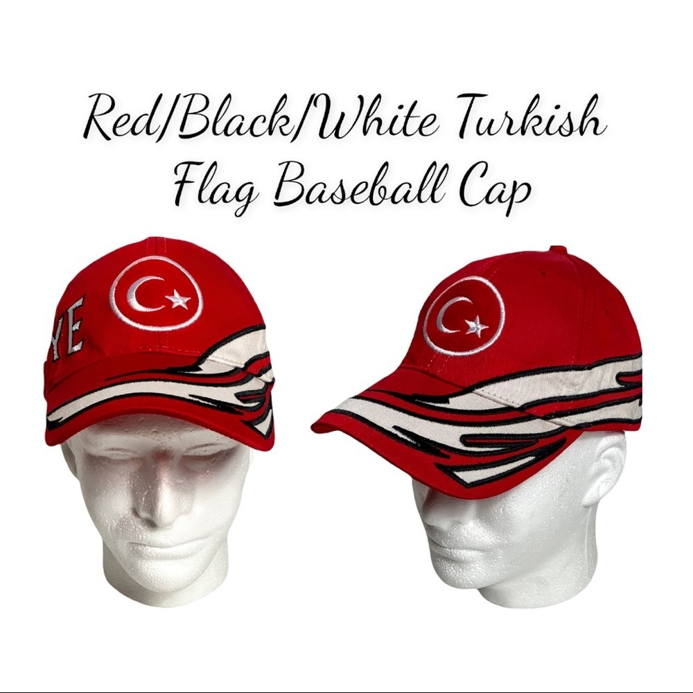 Kadim Red/Black/White Turkish Flag Baseball Cap - Picture 13 of 13